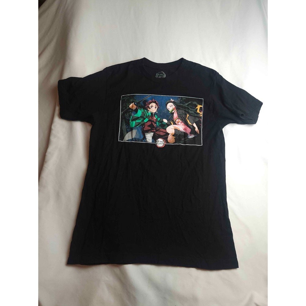 Demon Slayer Tanjiro Nezuko T-Shirt Mens M Black Graphic Anime Otaku Streetwear